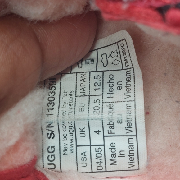 UGG TASMAN RED SUEDE SHEARLING INFANT BOOTS BOOTIES 4/5 - Picture 8 of 10